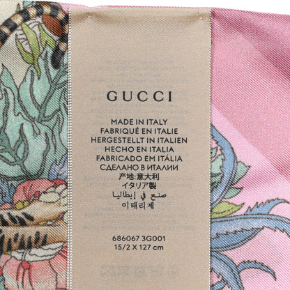 Gucci Silk Twill Savanny Neck Bow Scarf Ivory Pink 3 of 4