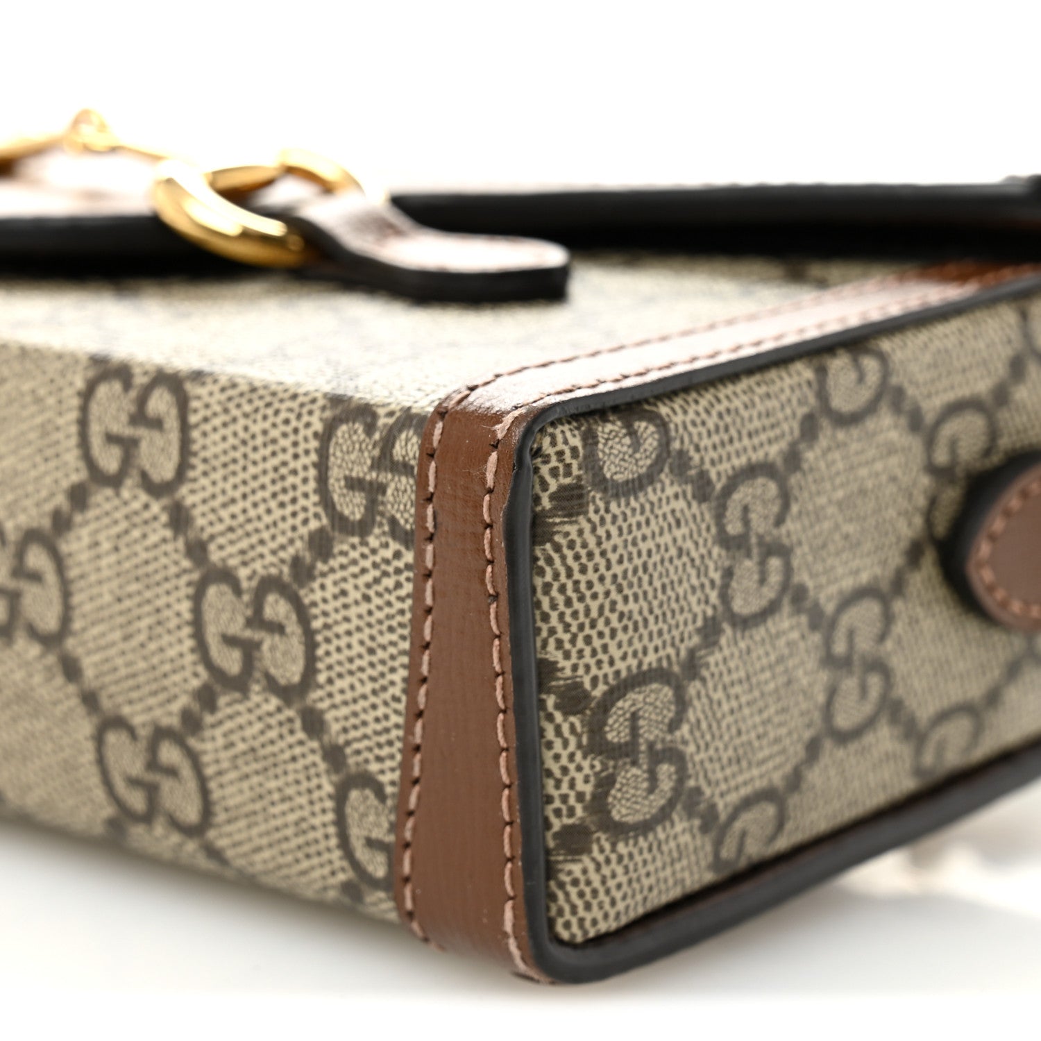 Gucci GG Supreme Monogram Mini Horsebit 1955 Shoulder Bag Beige Brown Sugar 10 of 10