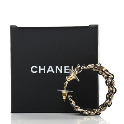 Chanel Lambskin CC Turnlock Chain Hoop Earrings Gold Black 5 of 5