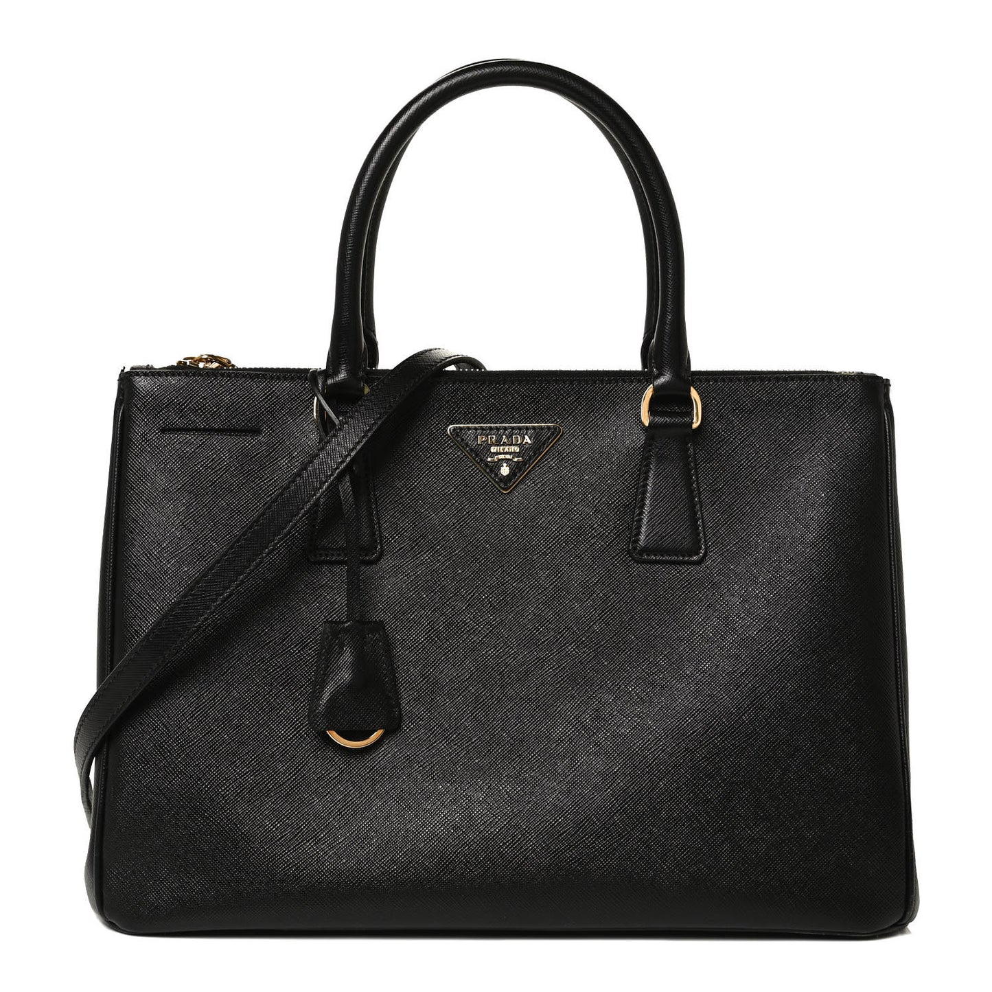 Saffiano Small Galleria Double Zip Tote Black