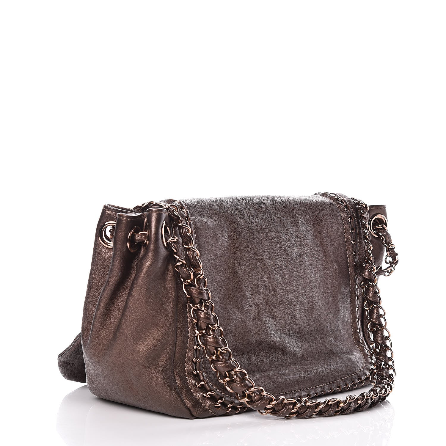 Chanel Metallic Deerskin Small Luxe Ligne Flap Bronze 4 of 10