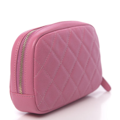 Chanel Caviar Quilted Small Curvy Pouch Cosmetic Case Pink 3 of 8