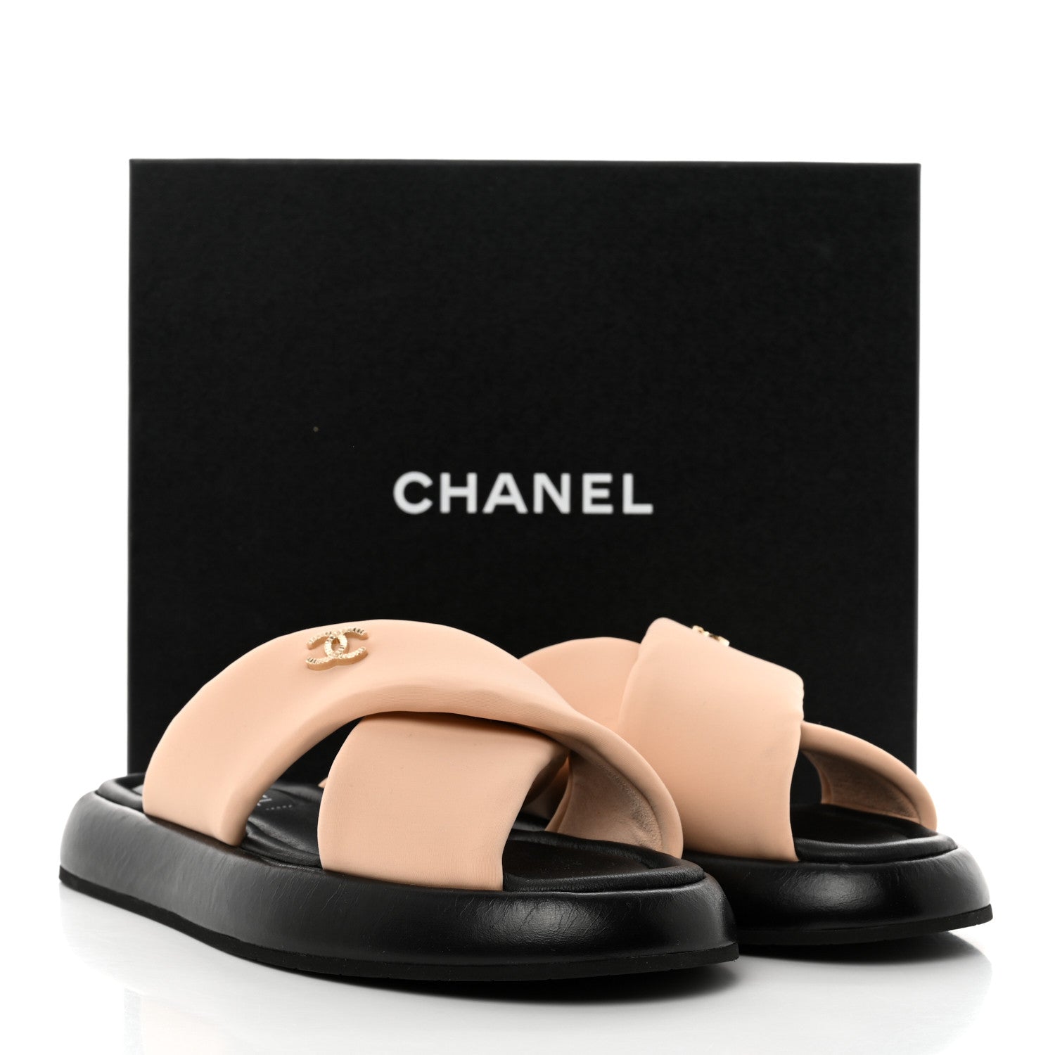 Chanel Fabric CC Mules Sandals 39 Light Beige 9 of 9