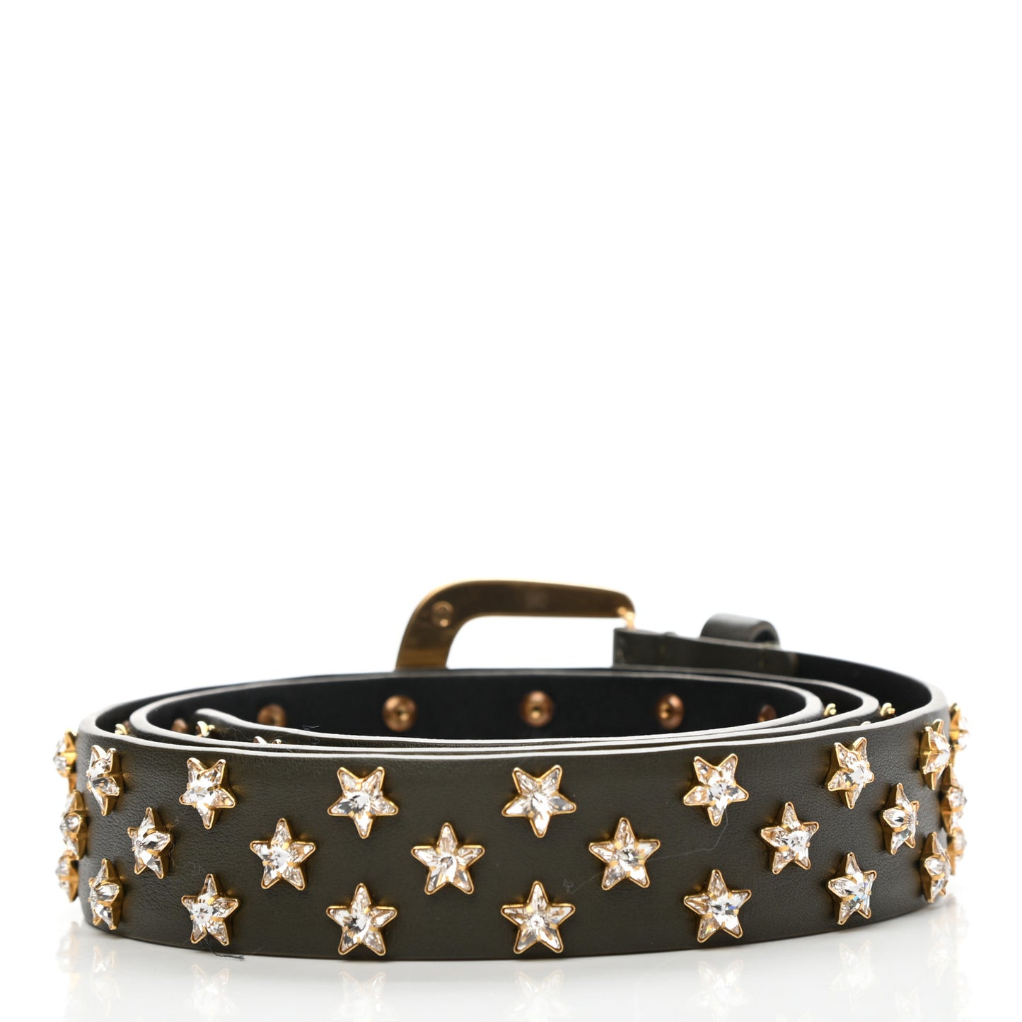 Lambskin Crystal Star Belt 90 Green
