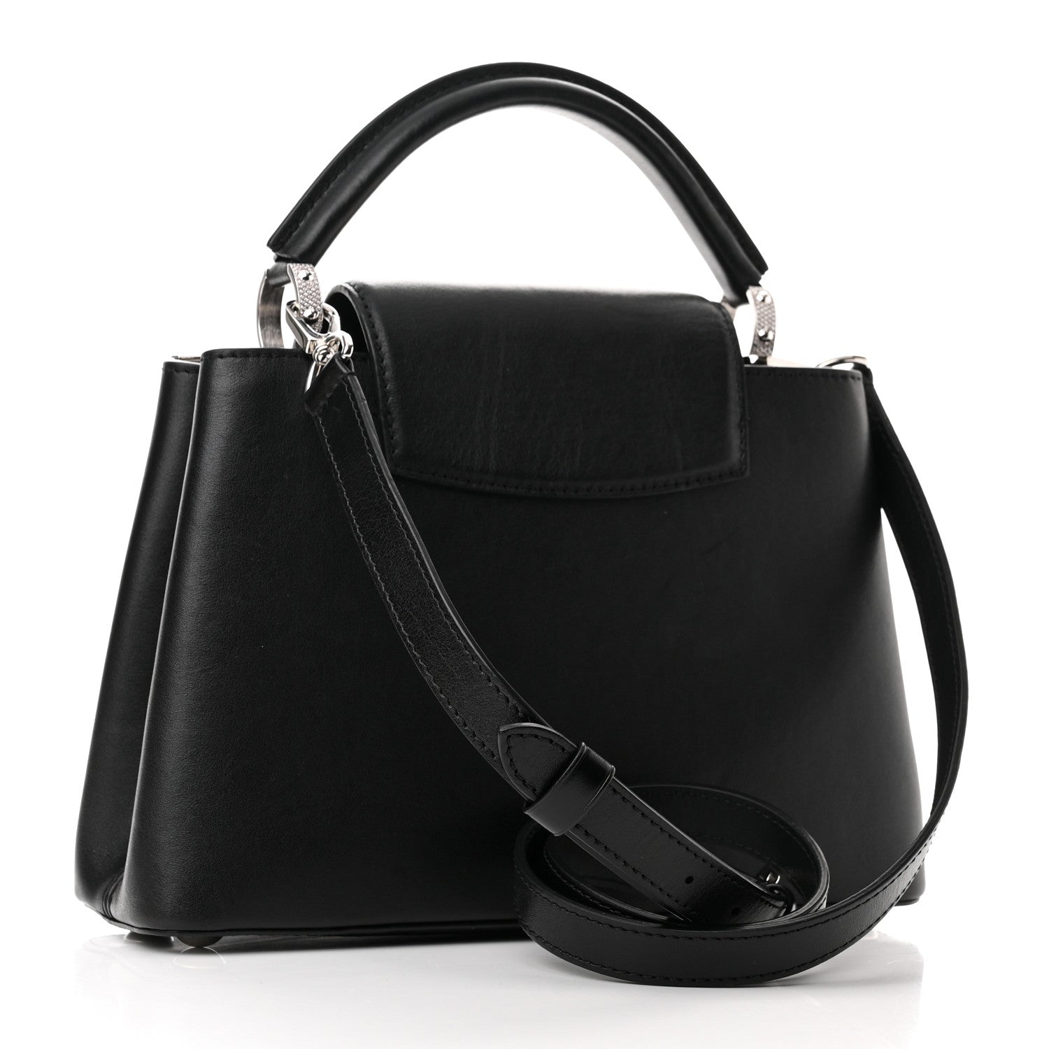 Louis Vuitton Smooth Calfskin Crystal Flowers Capucines BB Black 3 of 9