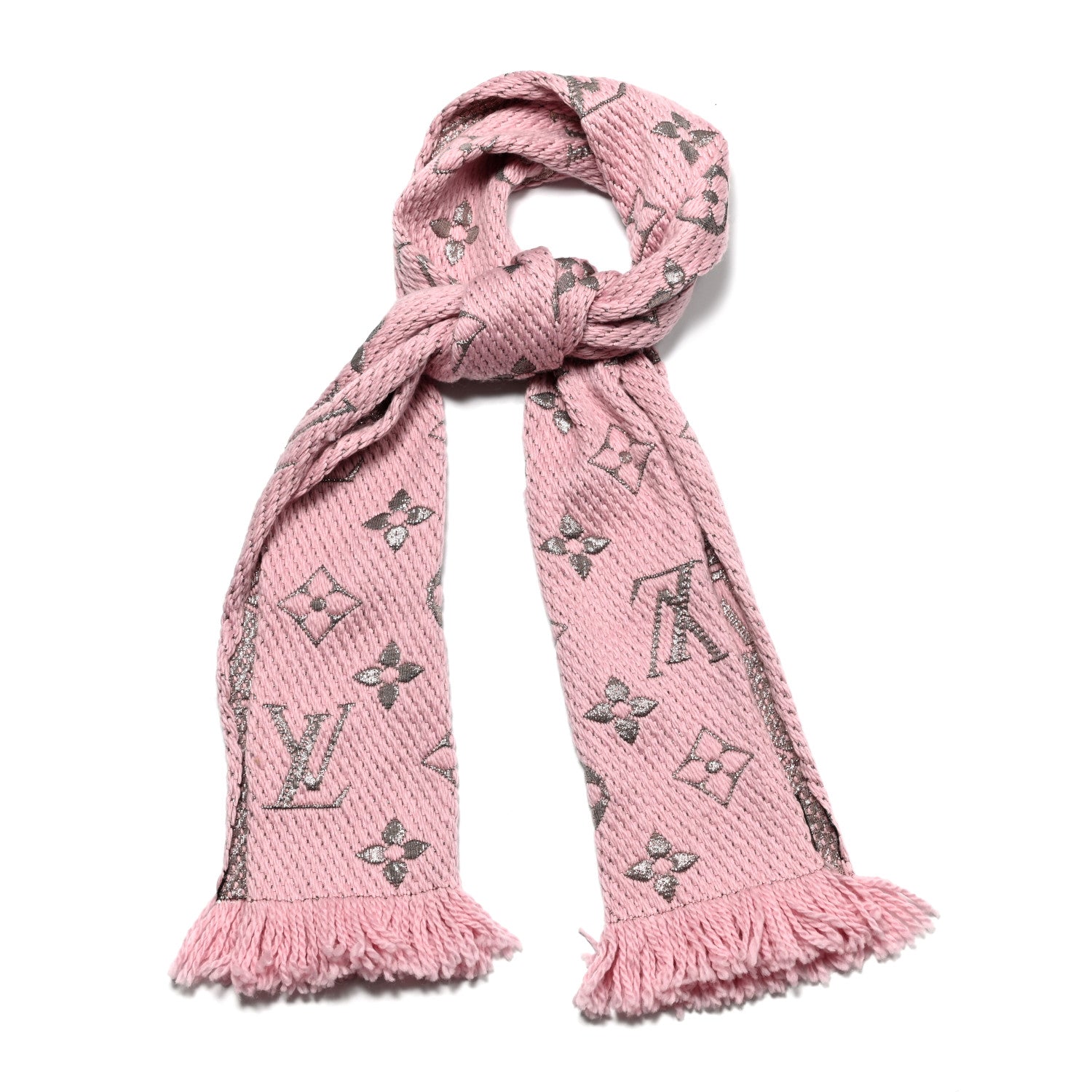 Louis Vuitton Wool Silk Logomania Shine Scarf Pink 1 of 4