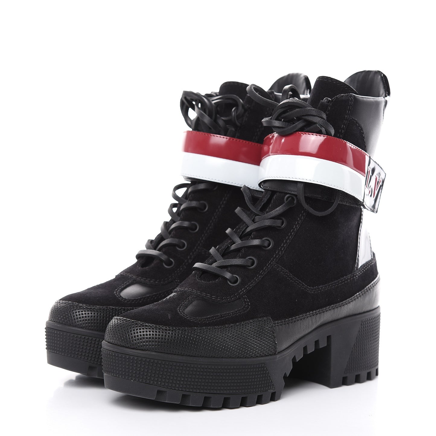 Suede Calfskin Laureate Platform Desert Boots 36.5 Black