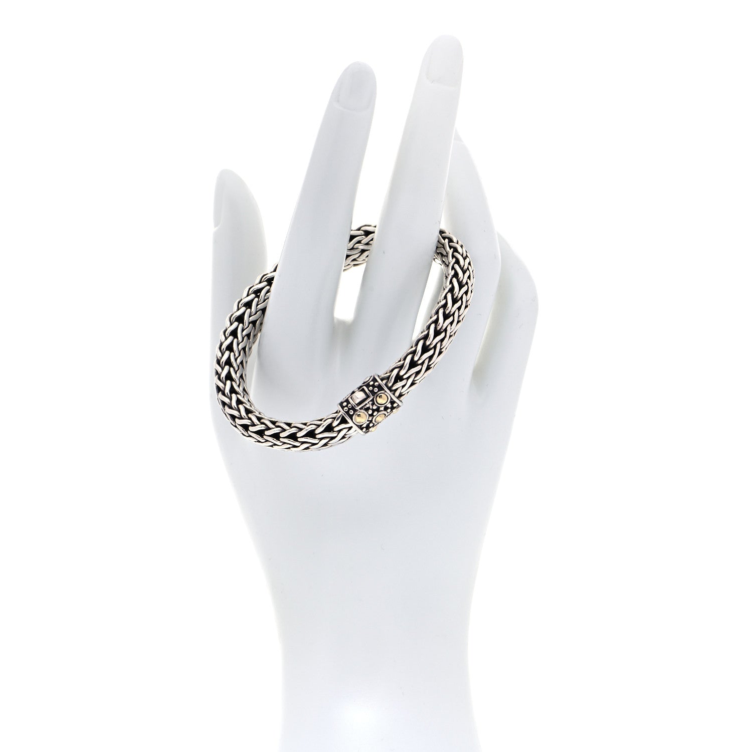 John Hardy Sterling Silver 18K Yellow Gold Medium Jaisalmer Dot Oval Chain Bracelet 2 of 7