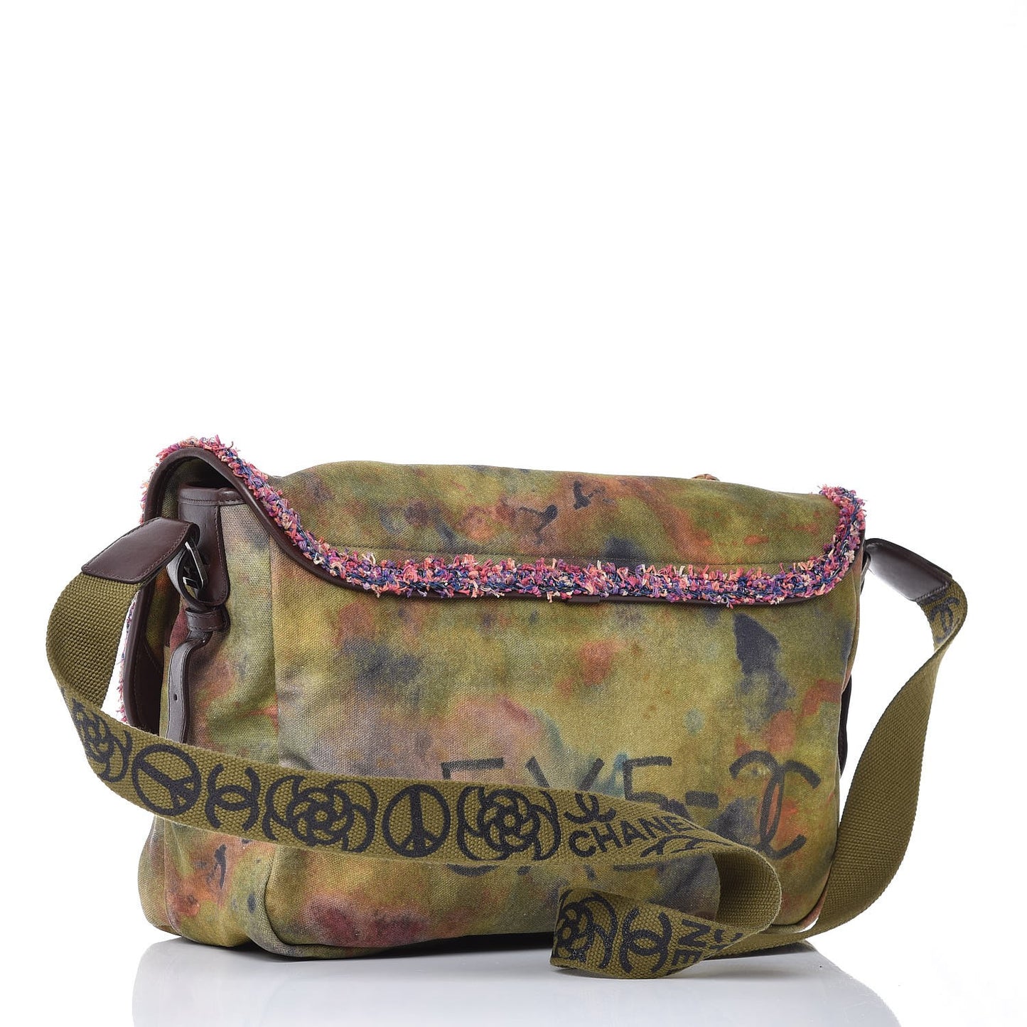 Washed Toile Large Graffiti On The Pavements Messenger Khaki Multicolor