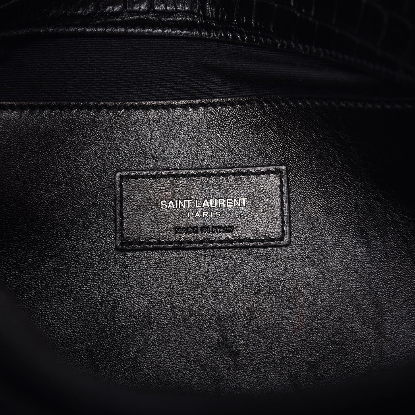 Calfskin Crocodile Embossed Medium West Hollywood Monogram Fold-Over Black