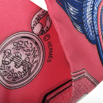Hermes Silk Epaulettes Twilly Rose Poudre Rouge Bleu 5 of 6