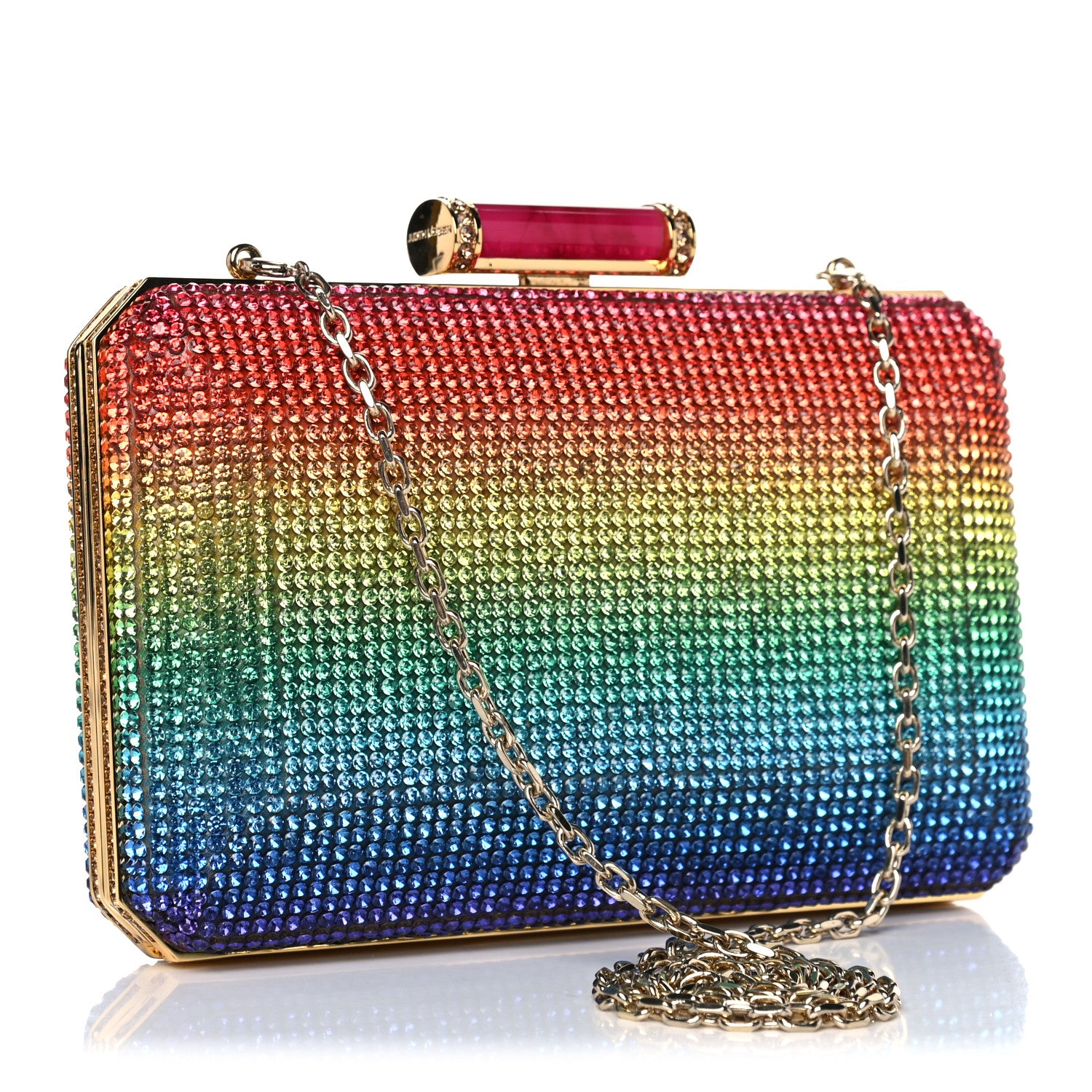 Judith Leiber Swarovski Crystal Minaudiere Clutch Gold Multicolor 2 of 9