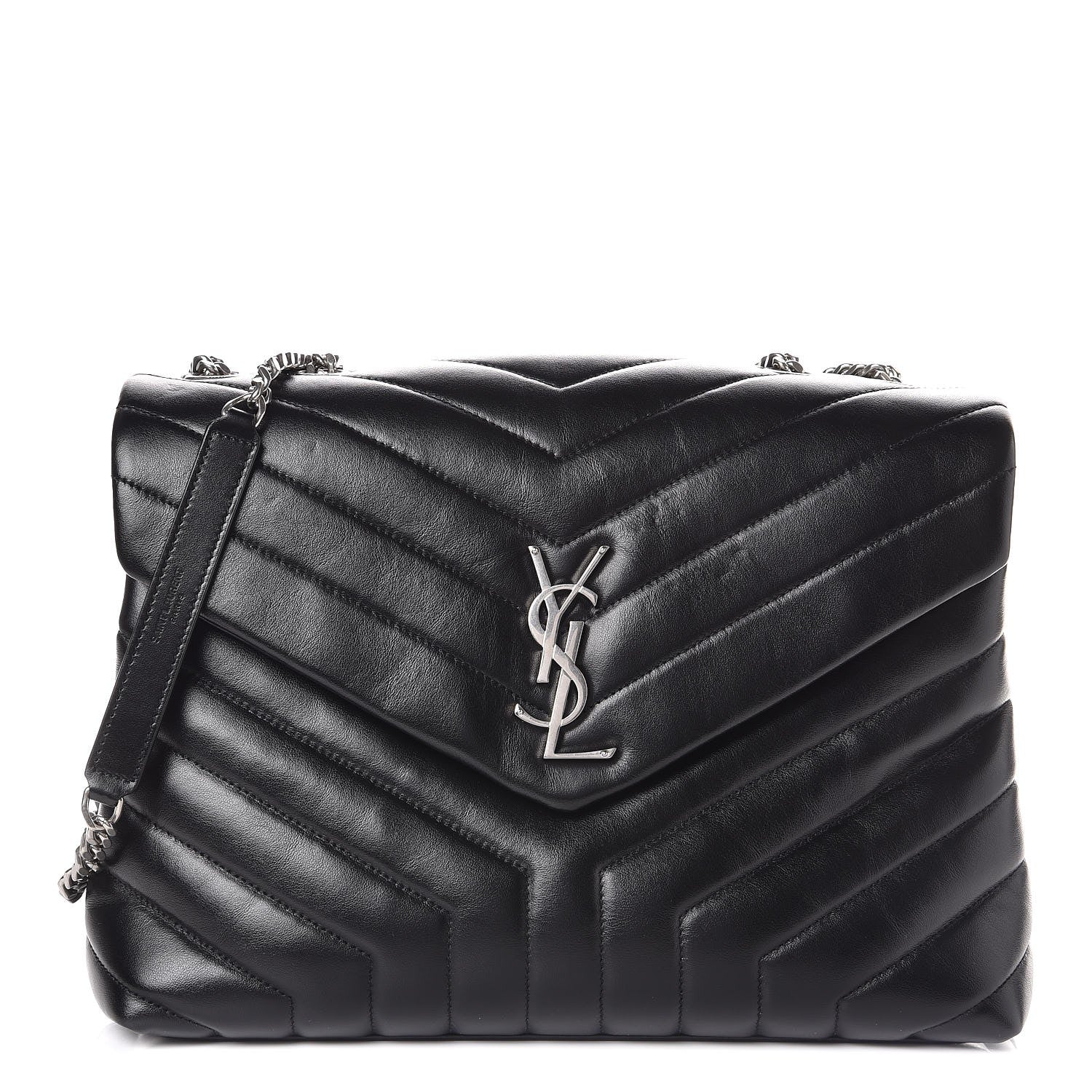 Saint Laurent Calfskin Y Quilted Monogram Medium Loulou Chain Satchel Black 1 of 11