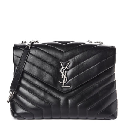 Saint Laurent Calfskin Y Quilted Monogram Medium Loulou Chain Satchel Black 1 of 11