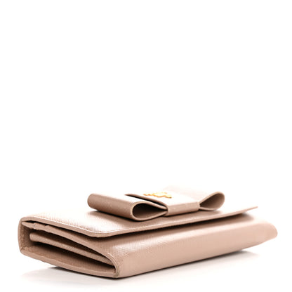 Prada Saffiano Bow Continental Wallet Cammeo 5 of 12