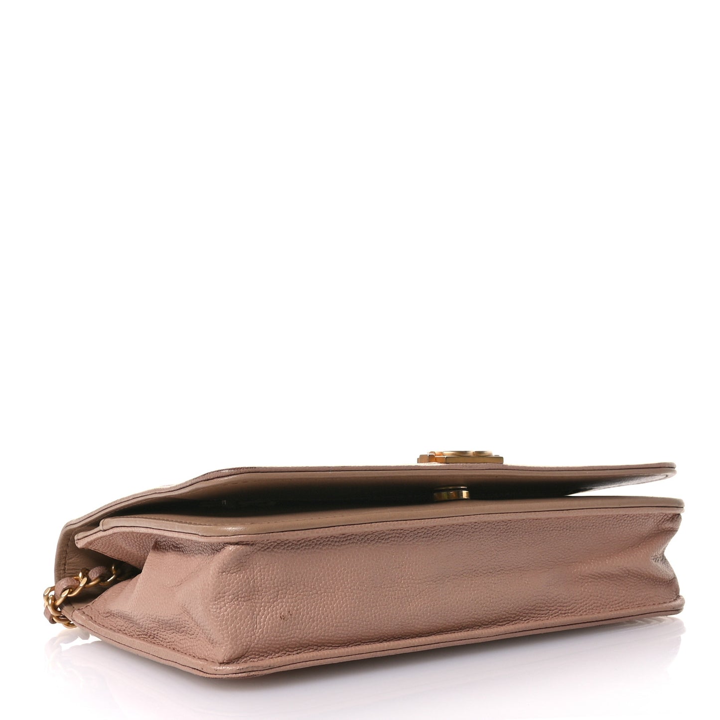 Caviar Quilted Boy Wallet On Chain WOC Dark Beige