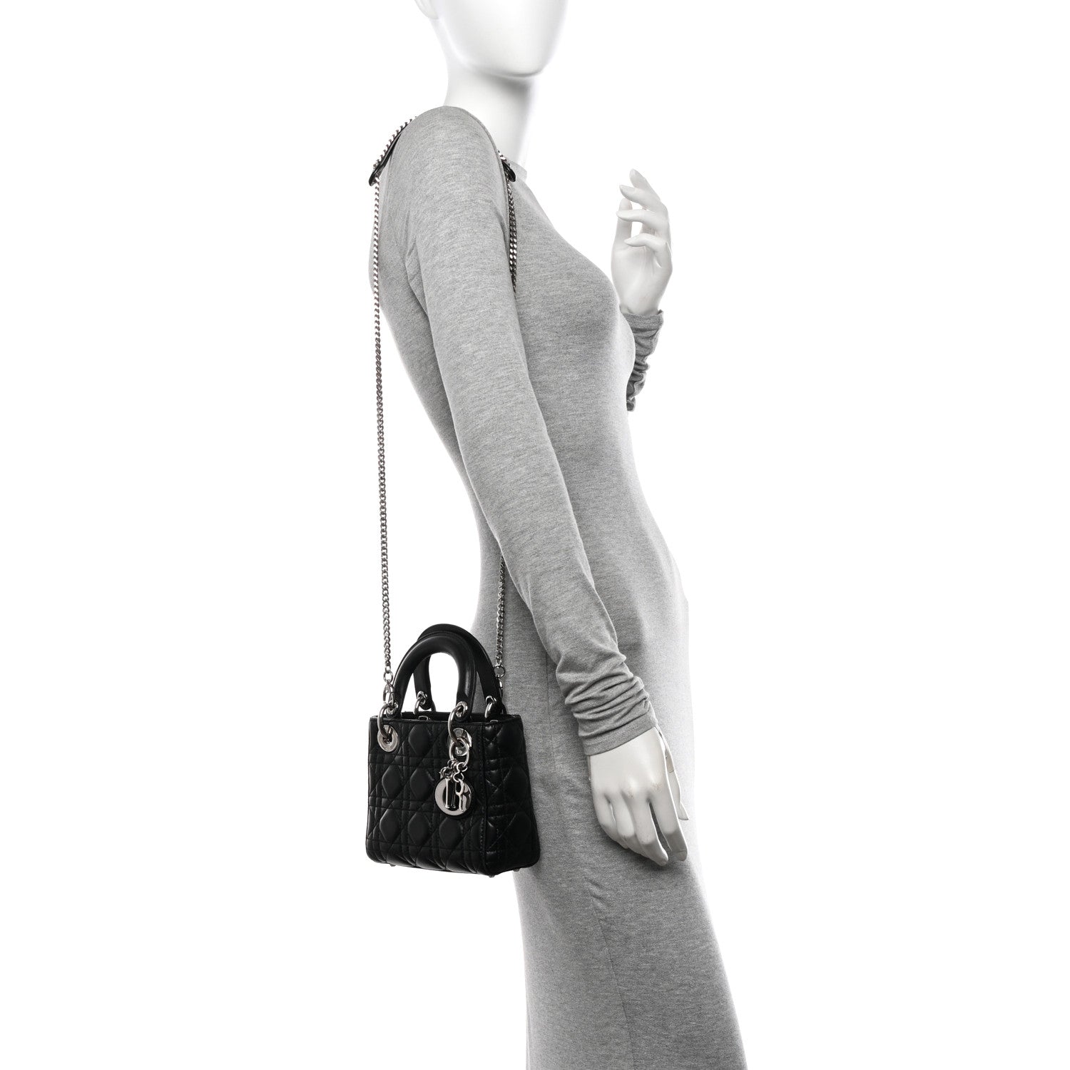 Christian Dior Lambskin Cannage Mini Lady Dior Black 2 of 14