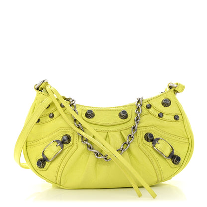 Balenciaga Agneau Arena Le Cagole Mini Purse With Chain Lime 1 of 11