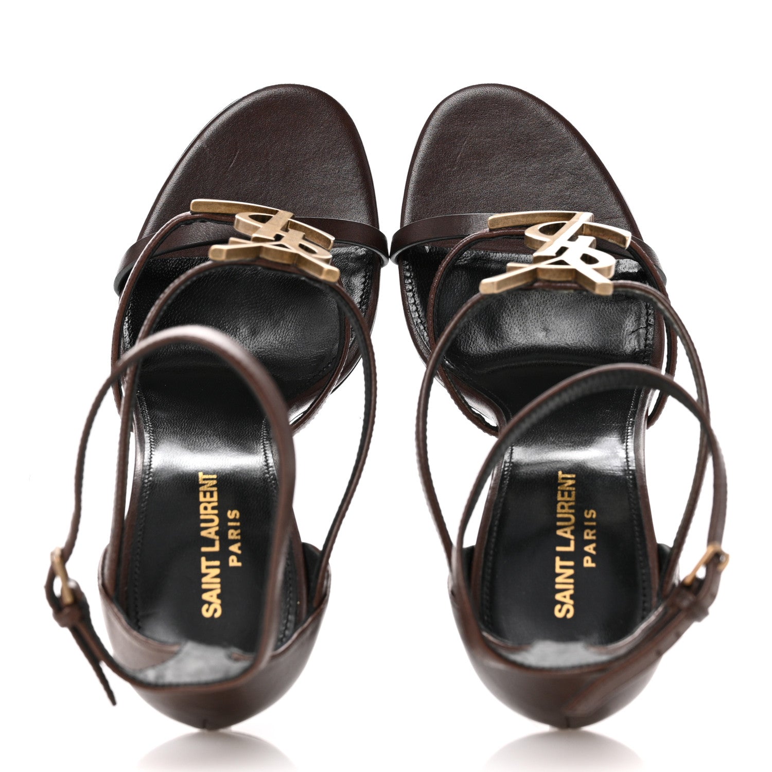 Saint Laurent Calfskin Cassandra 100 Ankle Strap Sandals 40 Moro 2 of 12