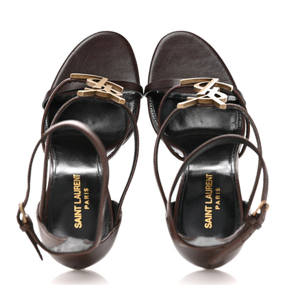 Saint Laurent Calfskin Cassandra 100 Ankle Strap Sandals 40 Moro 2 of 12
