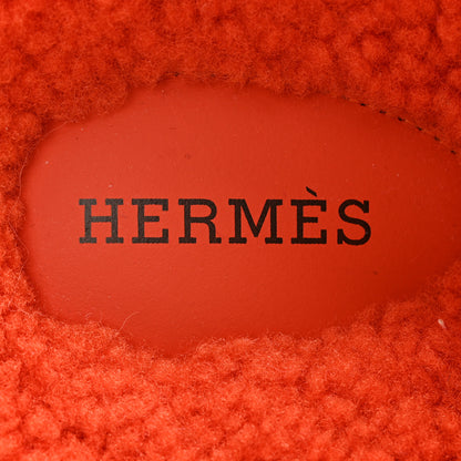 Hermes Woolskin Womens Chypre Sandals 37 Orange 6 of 8