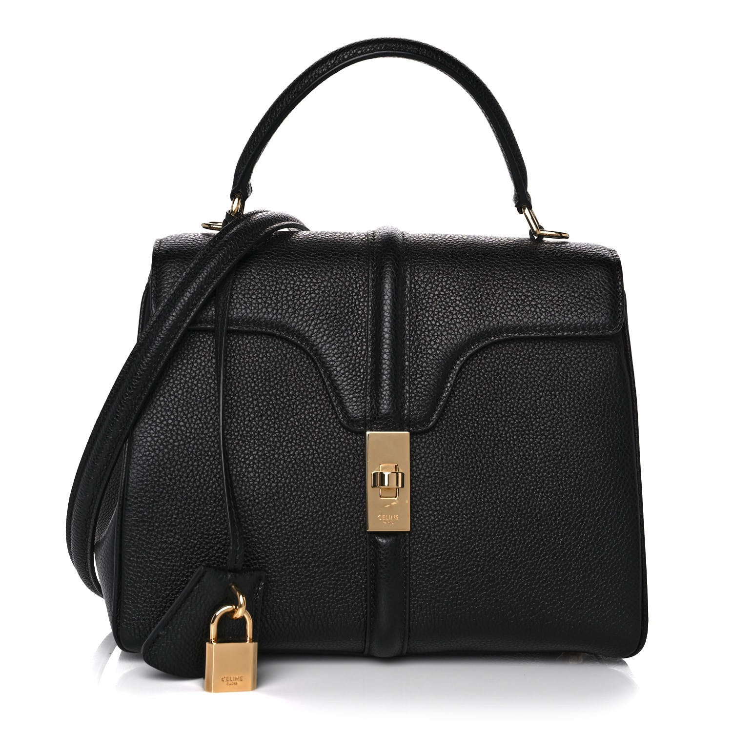 Celine Grained Calfskin Small 16 Top Handle Bag Black 1 of 11