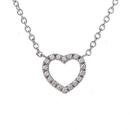 Tiffany 18K White Gold Diamond Metro Heart Pendant Necklace 4 of 7