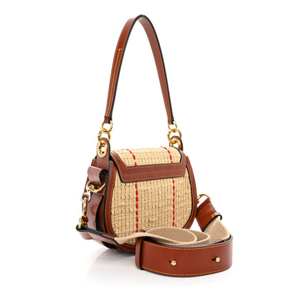 Chloe Calfskin Raffia Embroidered Small Tess Bag Sepia Brown 3 of 11