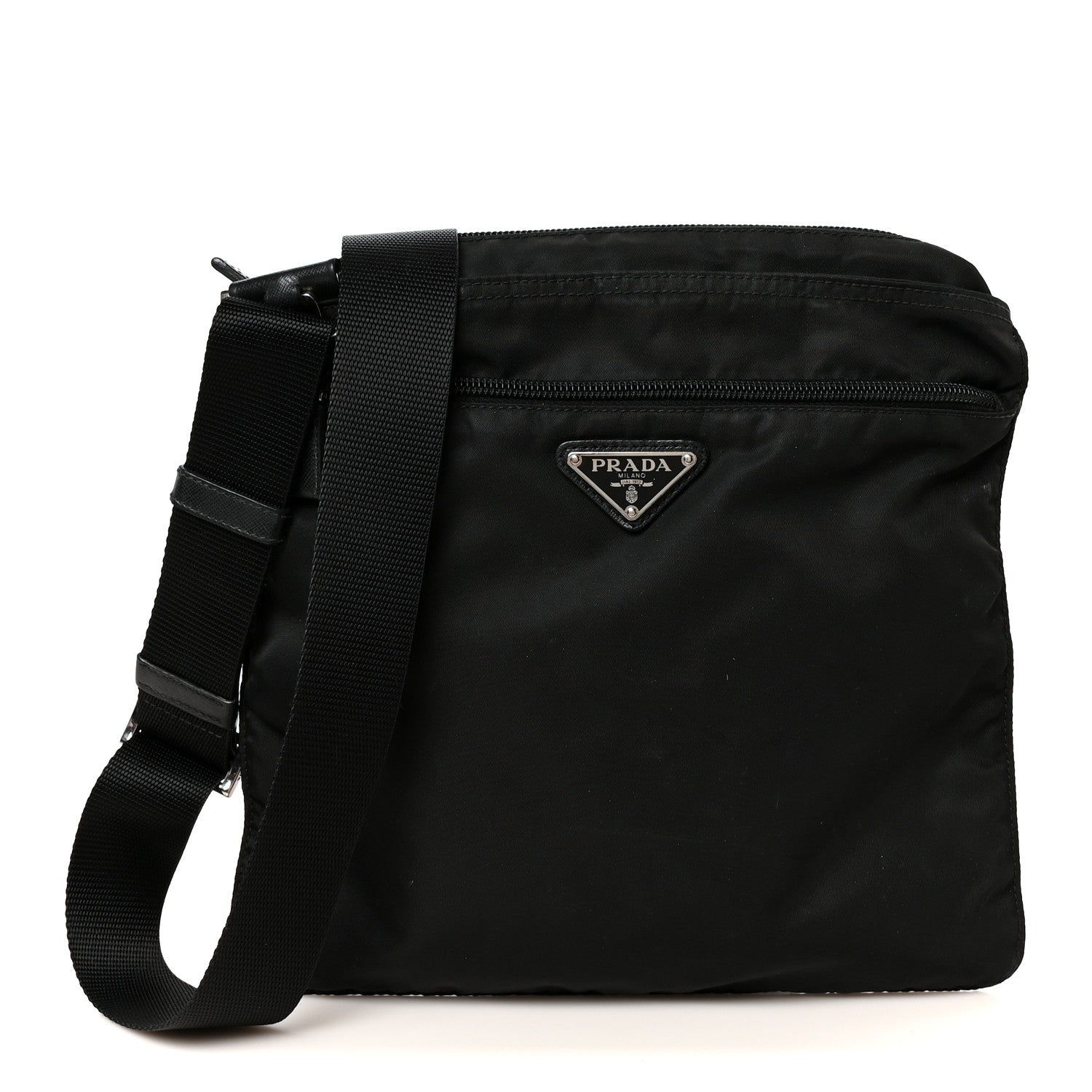 Prada Nylon Vela Flat Messenger Bag Black 1 of 10