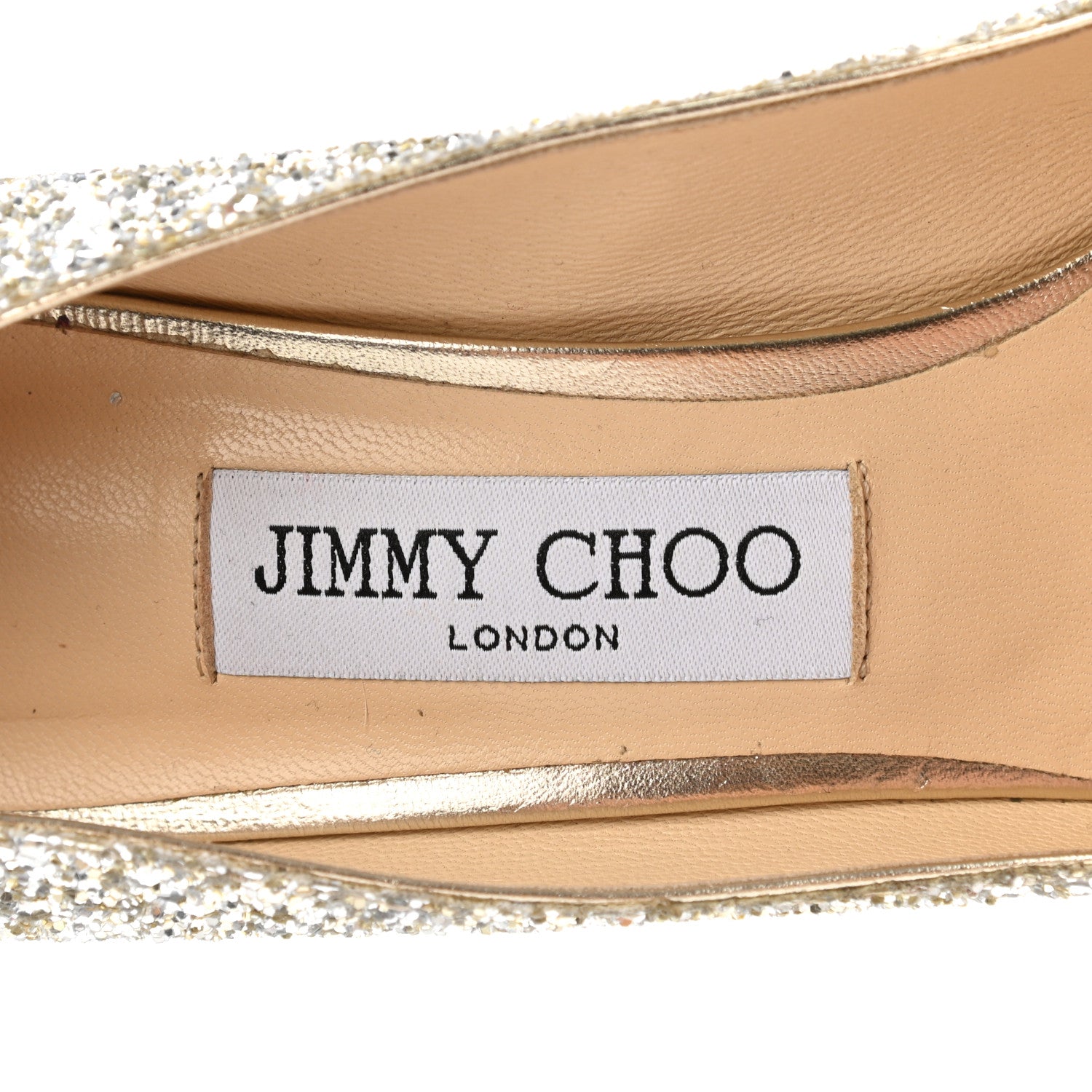 Jimmy Choo Glitter Pointy Toe Romy 85 Pumps 37.5 Champagne 8 of 11