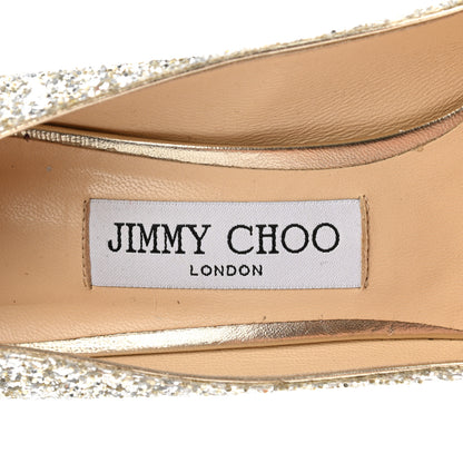 Jimmy Choo Glitter Pointy Toe Romy 85 Pumps 37.5 Champagne 8 of 11