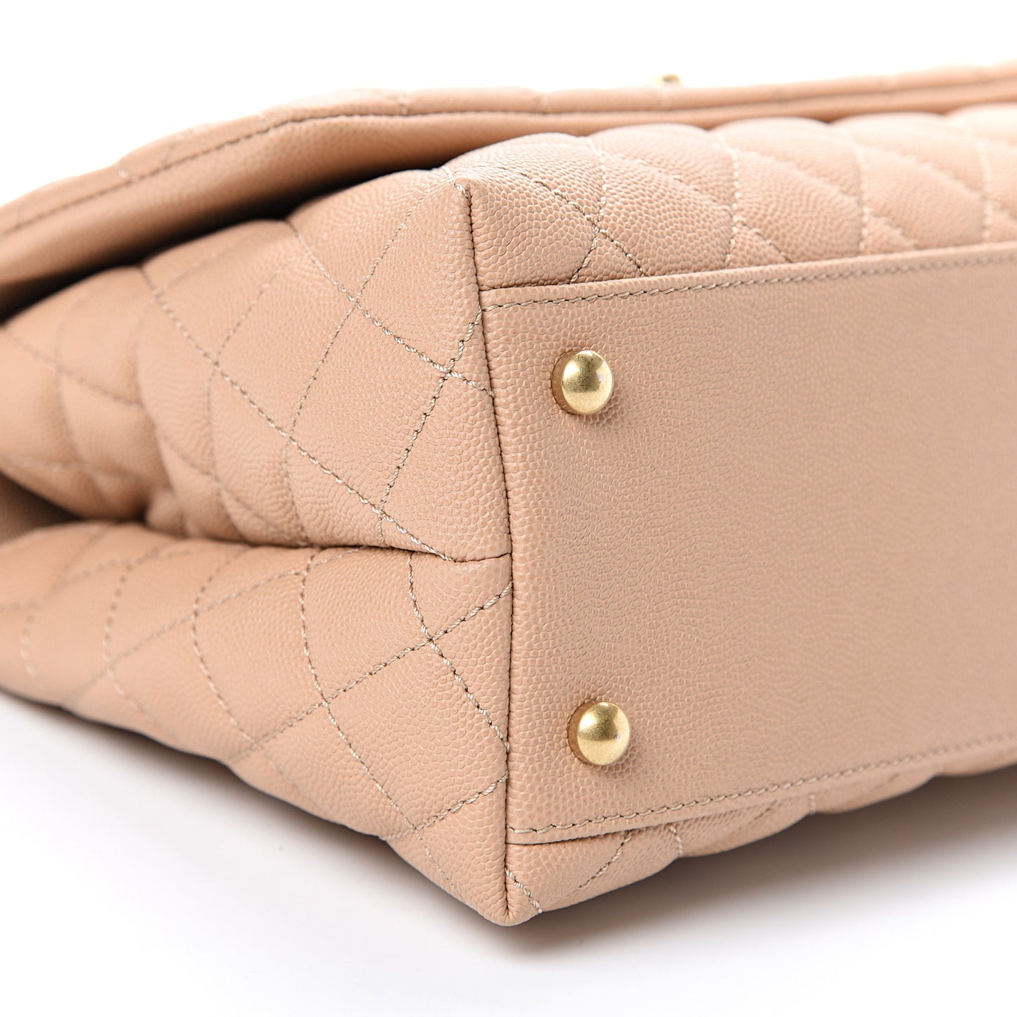 Caviar Lizard Embossed Quilted Small Coco Handle Flap Beige