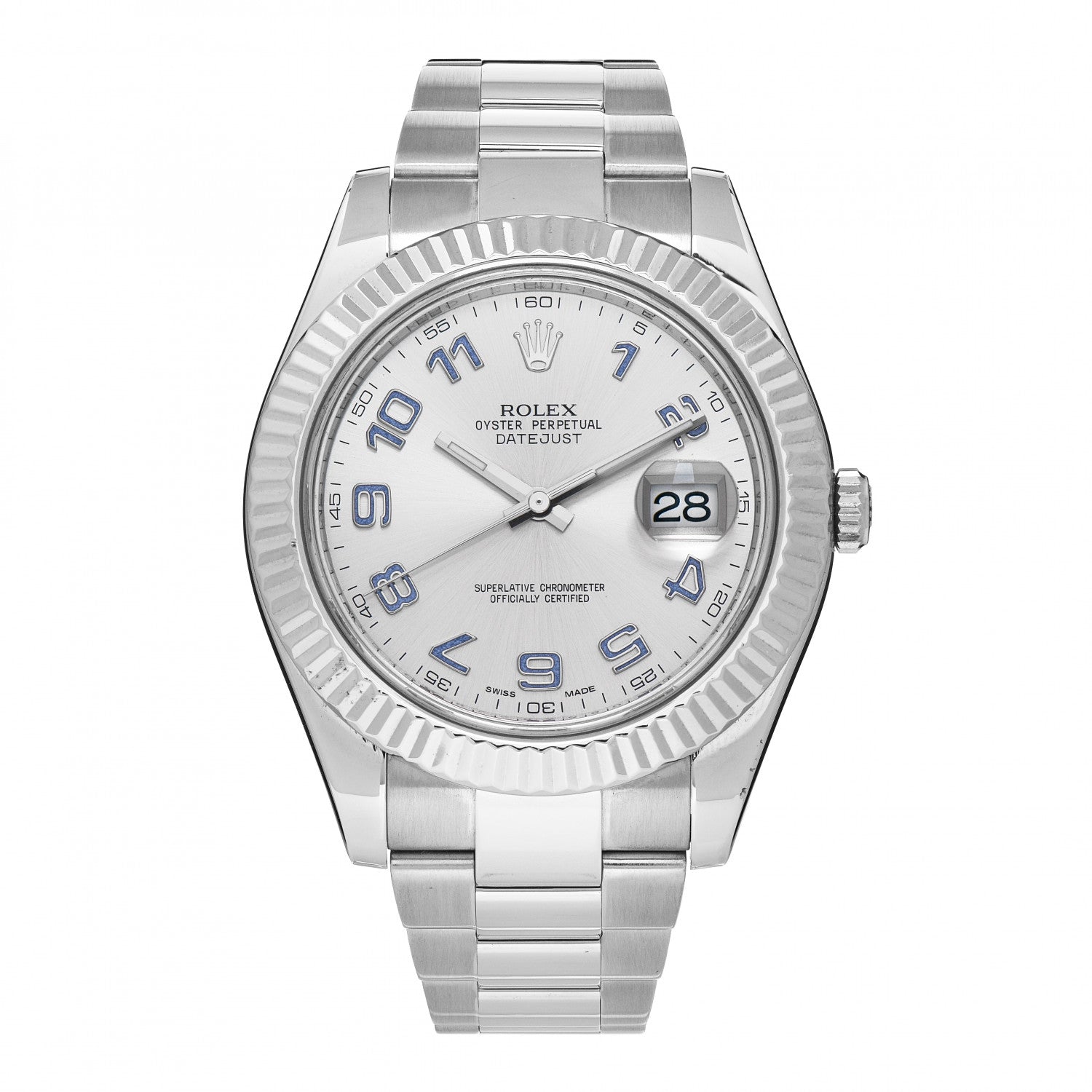 Rolex Stainless Steel 18K White Gold 41mm Oyster Perpetual Datejust II Watch Silver 116334 1 of 4