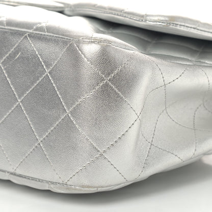 Chanel Metallic Lambskin Quilted Jumbo Single Flap Silver 9 of 17