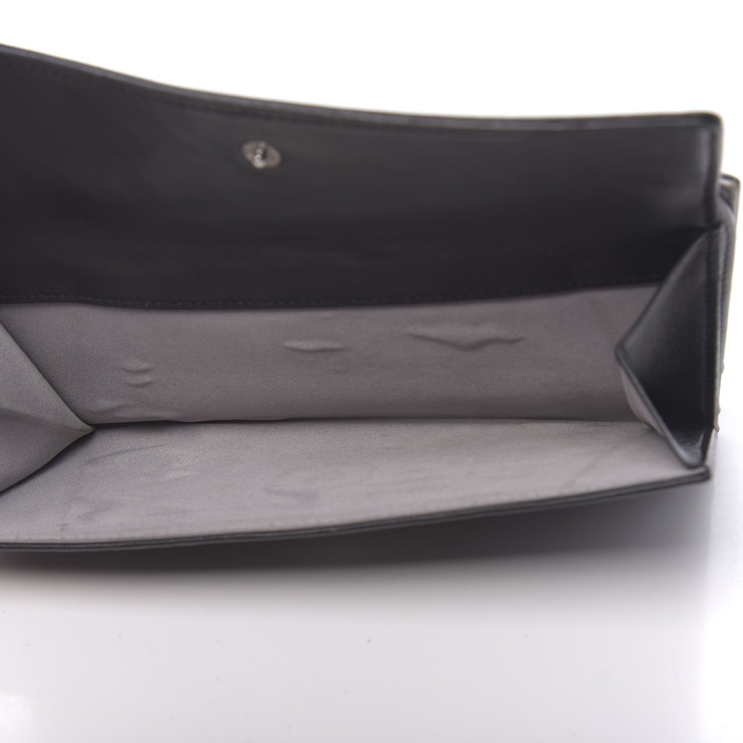 Lambskin Embossed Camellia Large Gusset Flap Wallet Black