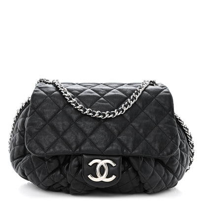 Chanel Washed Lambskin Quilted Large Chain Around Messenger Black 1 of 11