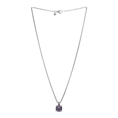 David Yurman Sterling Silver Diamond Amethyst 11mm Chatelaine Pendant Necklace 2 of 3