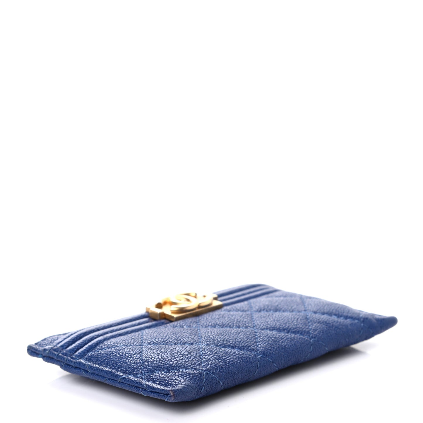 Caviar Quilted Boy Card Holder Blue