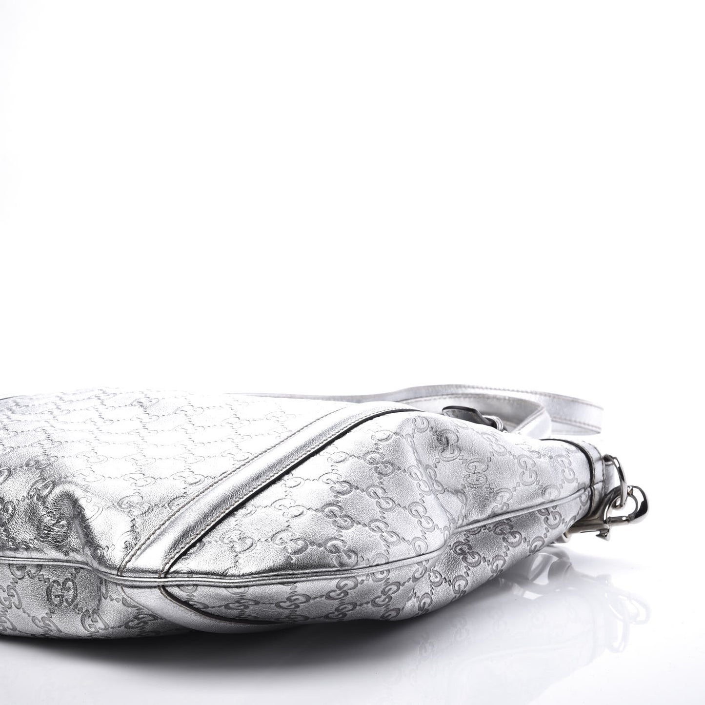 Metallic Guccissima Medium Britt Tote Silver