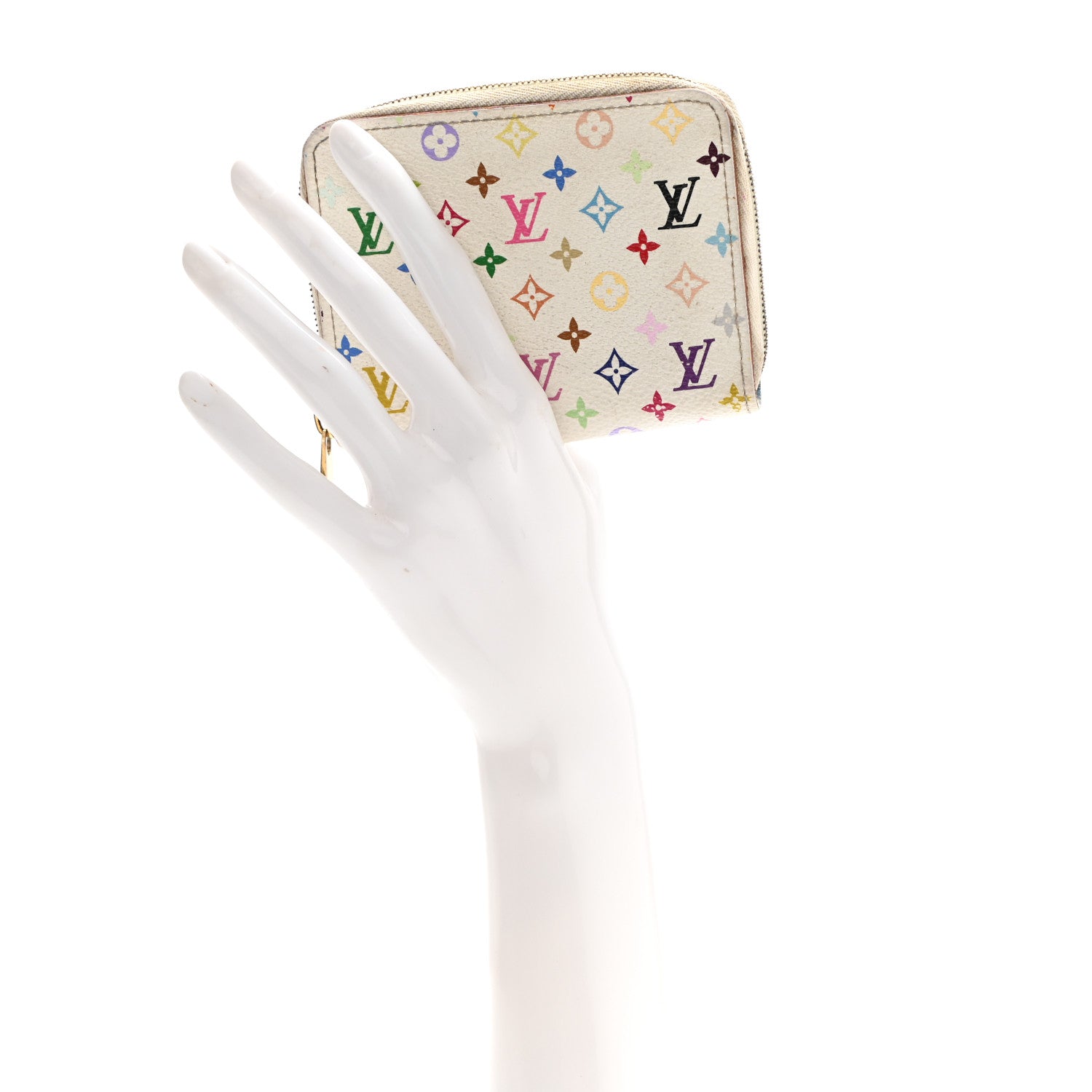 Louis Vuitton Monogram Multicolor Zippy Coin Purse Wallet White Raisin 2 of 7