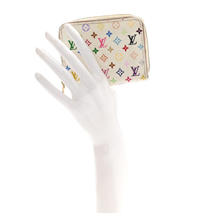 Louis Vuitton Monogram Multicolor Zippy Coin Purse Wallet White Raisin 2 of 7