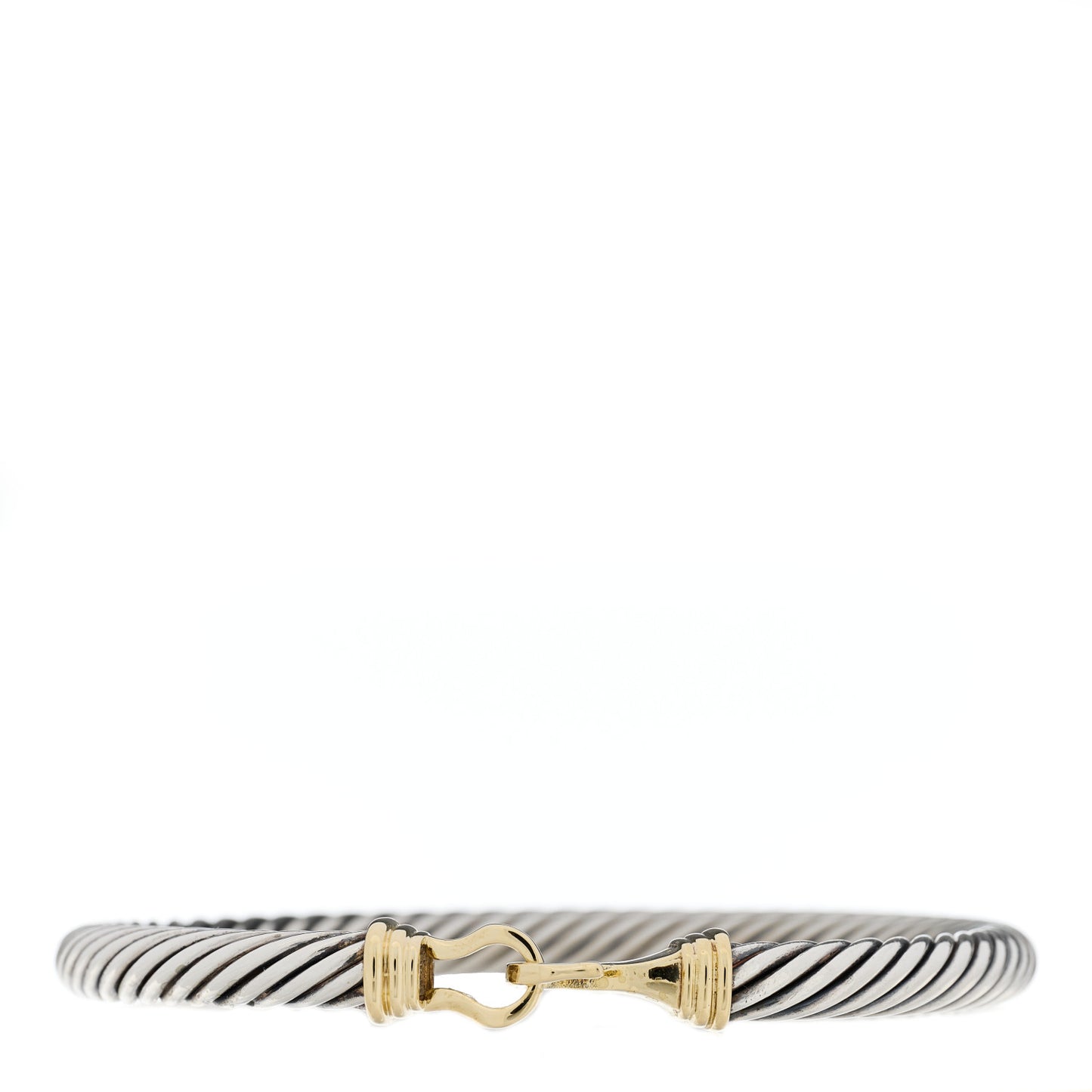 Sterling Silver 14K Yellow Gold 5mm Cable Classic Buckle Bracelet