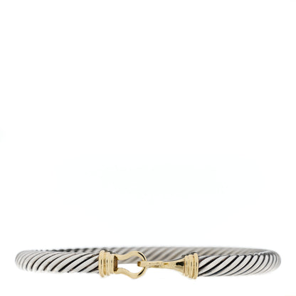 David Yurman Sterling Silver 14K Yellow Gold 5mm Cable Classic Buckle Bracelet 1 of 3