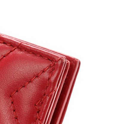 Gucci Calfskin Matelasse GG Marmont Card Case Wallet Hibiscus Red 9 of 10