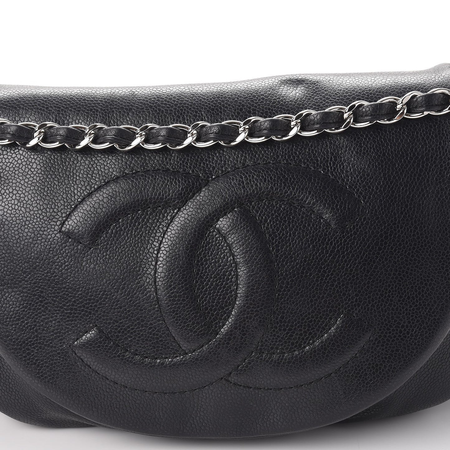 Caviar Half Moon Large Flap Black