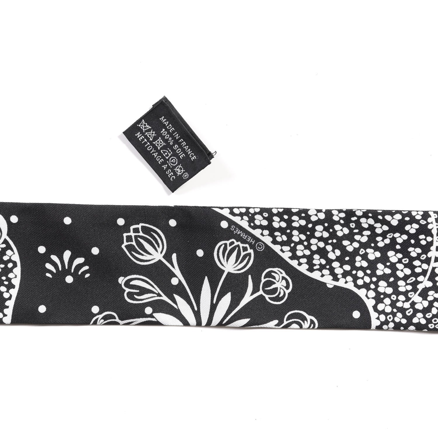 Hermes Silk Les Leopards Twilly Black White 2 of 4