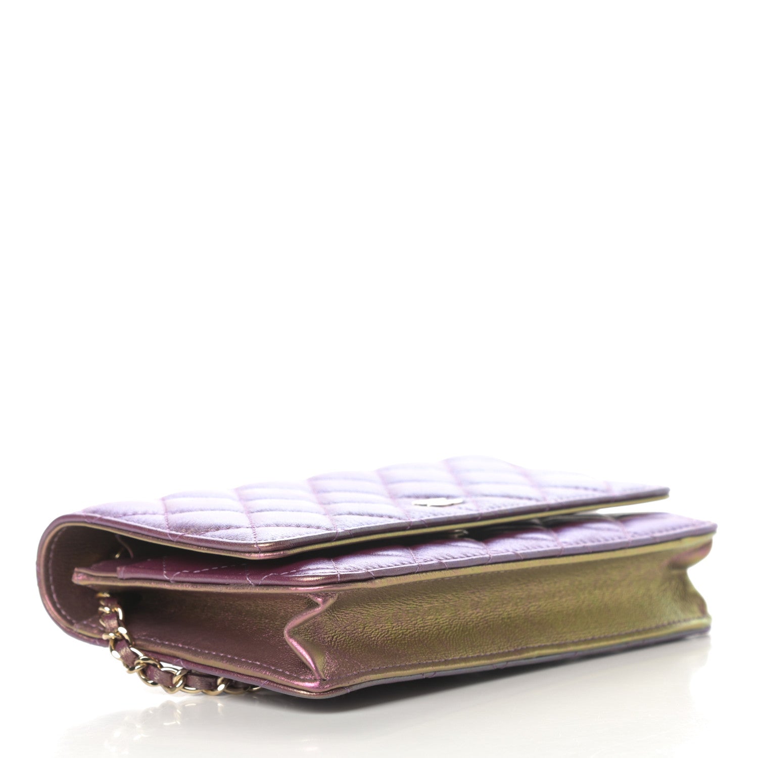 Chanel Iridescent Lambskin Quilted Wallet On Chain WOC Purple 4 of 12