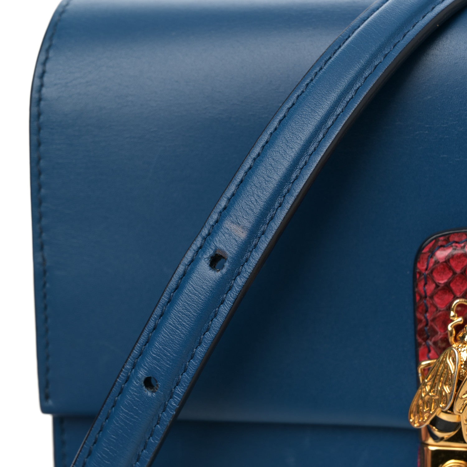 Dolce & Gabbana Calfskin Snakeskin Lucia Shoulder Bag Blue Red 14 of 15