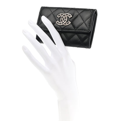 Chanel Caviar Quilted Crystal CC Flap Card Holder Black 2 of 9