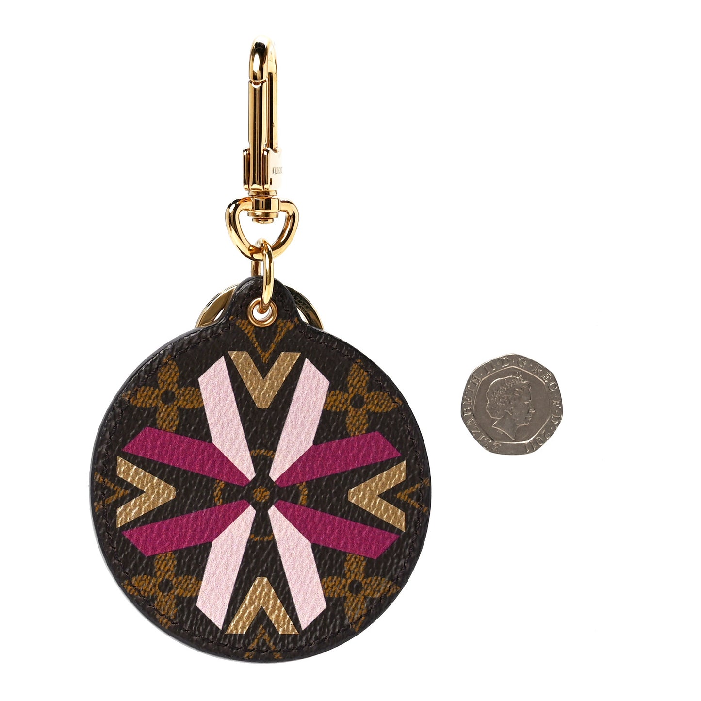 Monogram Illustre Multi V Bag Charm Key Ring Fuchsia